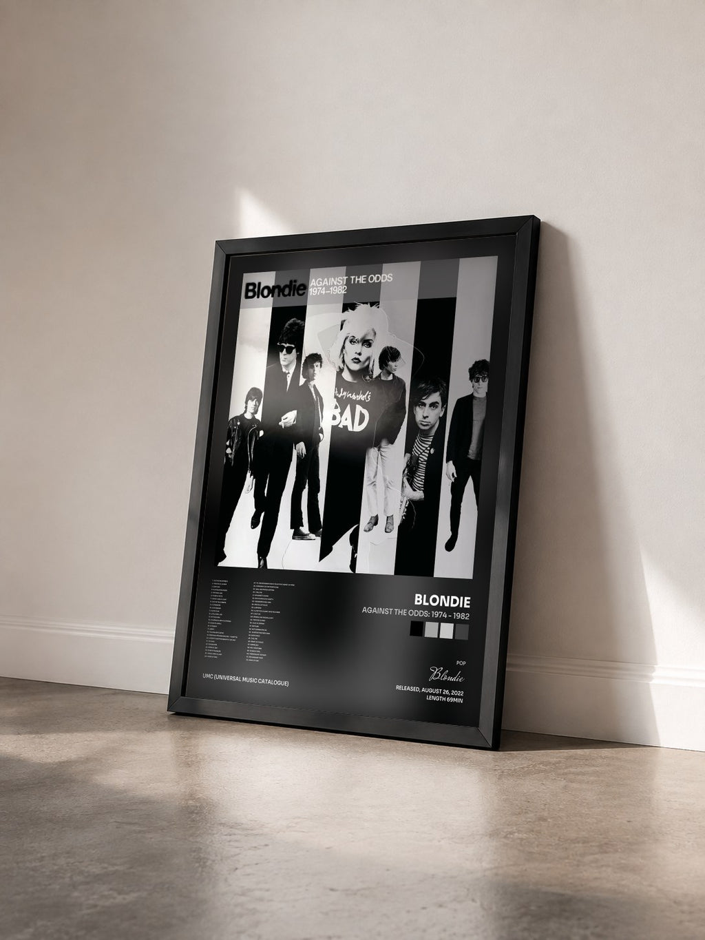 #noir Tableau de l'album Against The Odds: 1974 - 1982 de Blondie vu de trois quarts, cadre noir