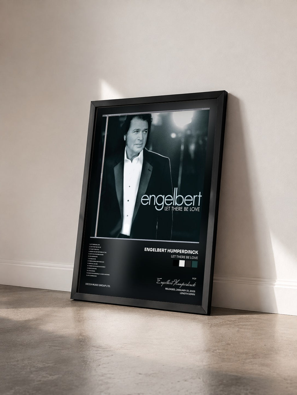 #noir Tableau de l'album Let There Be Love de Engelbert Humperdinck vu de trois quarts, cadre noir