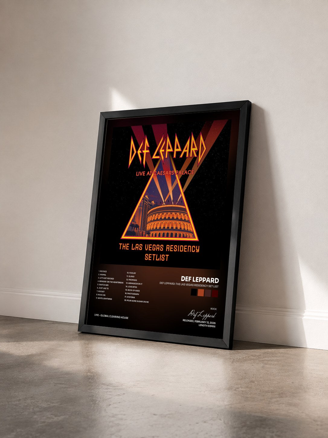 #noir Tableau de l'album Def Leppard: The Las Vegas Residency Set List de Def Leppard vu de trois quarts, cadre noir