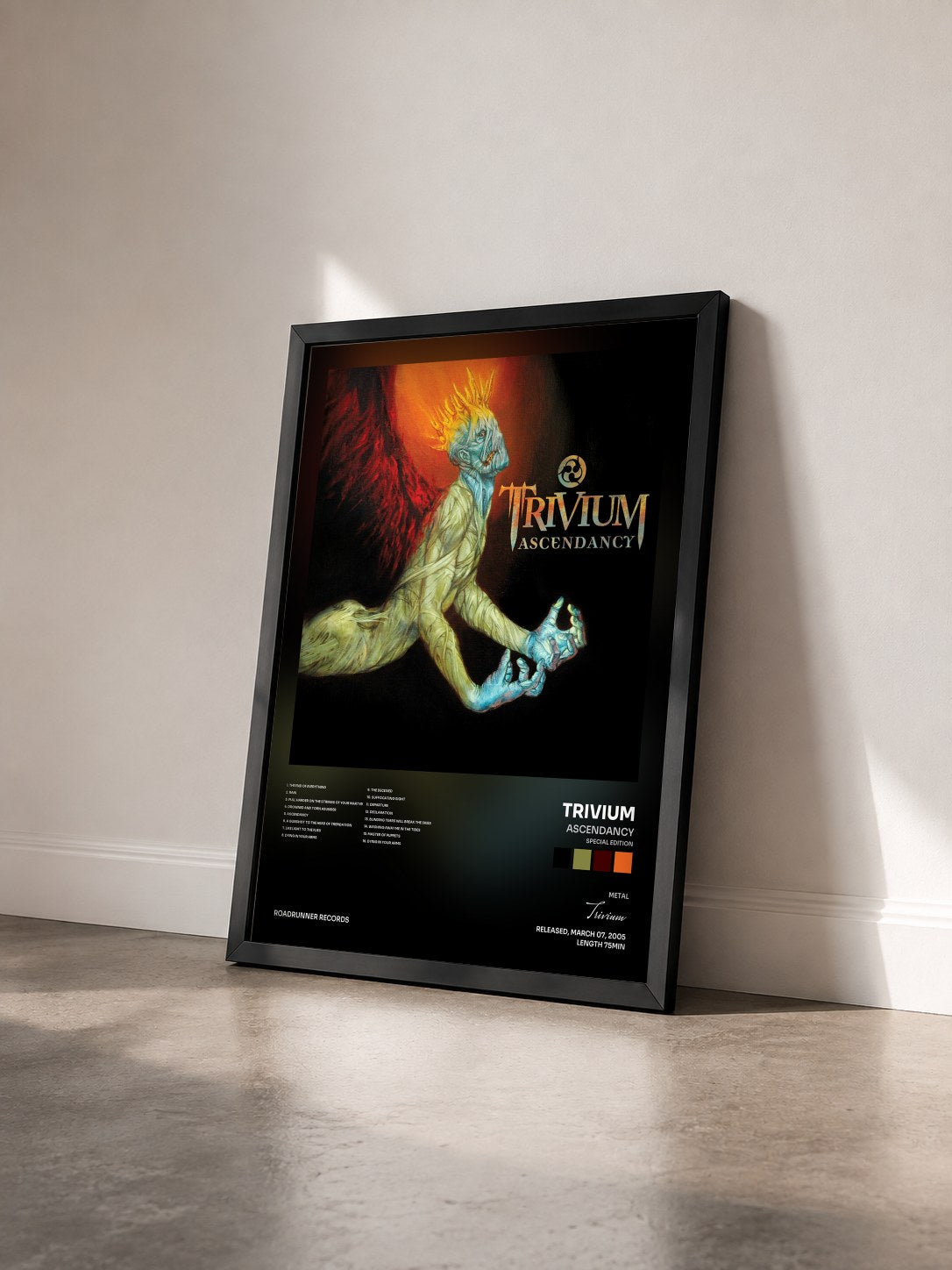 #noir Ascendancy (Special Edition) by Trivium as a framed art print seen at an angle, black frame