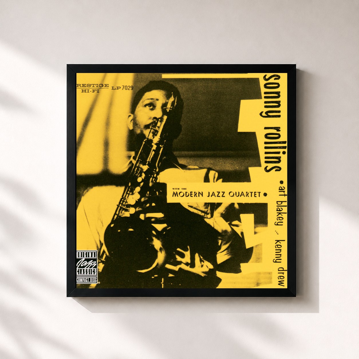 #noir Tableau carré de l'album Sonny Rollins With The Modern Jazz Quartet de Sonny Rollins, cadre noir 32x32 cm