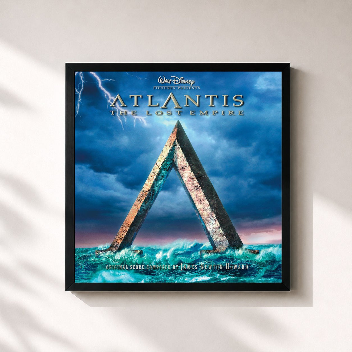 #noir Tableau carré de l'album Atlantis: The Lost Empire de James Newton Howard, cadre noir 32x32 cm