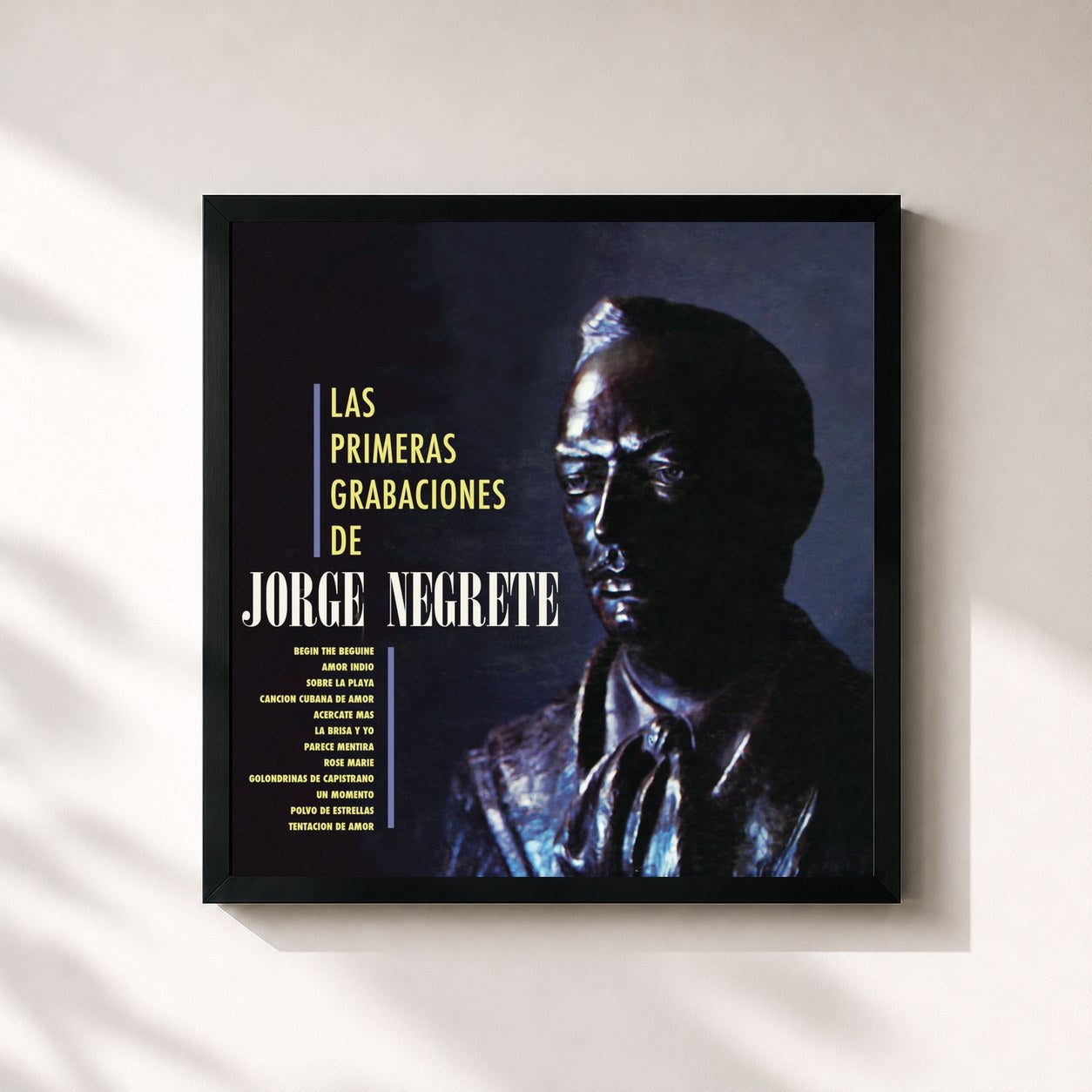 #noir Tableau carré de l'album Las Primeras Grabaciones De Jorge Negrete de Jorge Negrete, cadre noir 32x32 cm