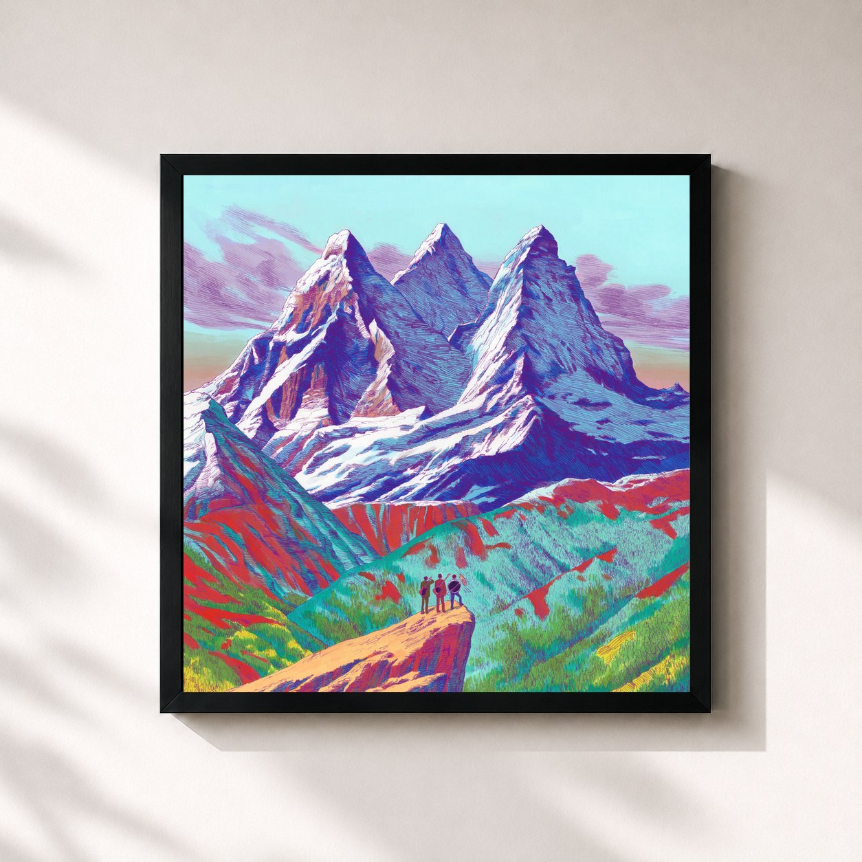 #noir Tableau carré de l'album Endless Dream de Peter Bjorn and John, cadre noir 32x32 cm
