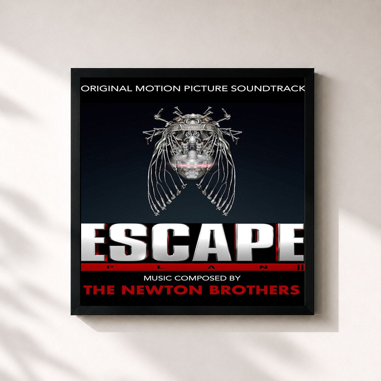 #noir Tableau carré de l'album Escape Plan 2: Hades (Original Motion Picture Soundtrack) de The Newton Brothers, cadre noir 32x32 cm