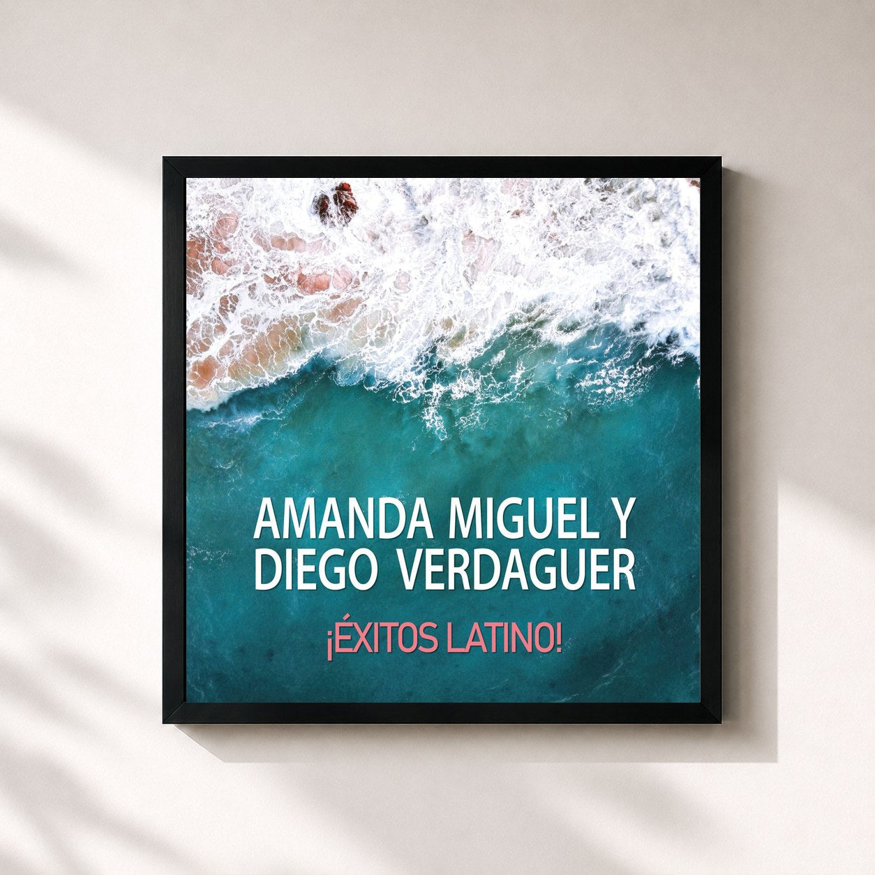 #noir Tableau carré de l'album Amanda Miguel y Diego Verdaguer ¡Éxitos Latino! de Amanda Miguel, cadre noir 32x32 cm