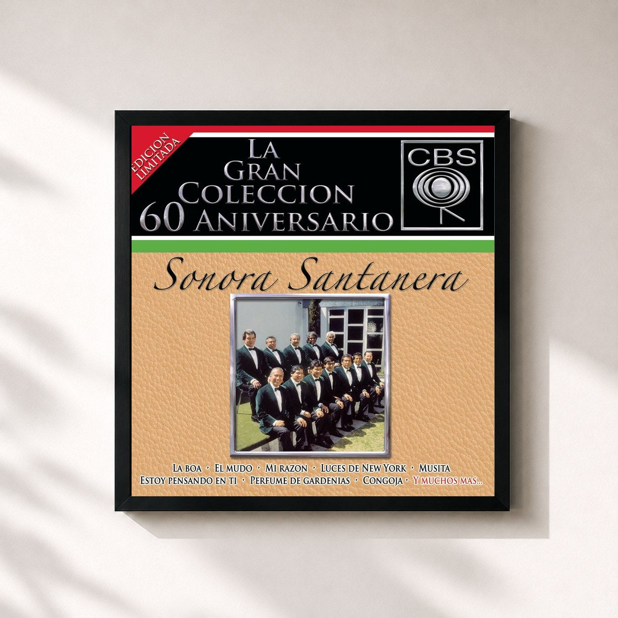 #noir Tableau carré de l'album La Gran Colección del 60 Aniversario CBS - Sonora Santanera de La Sonora Santanera, cadre noir 32x32 cm