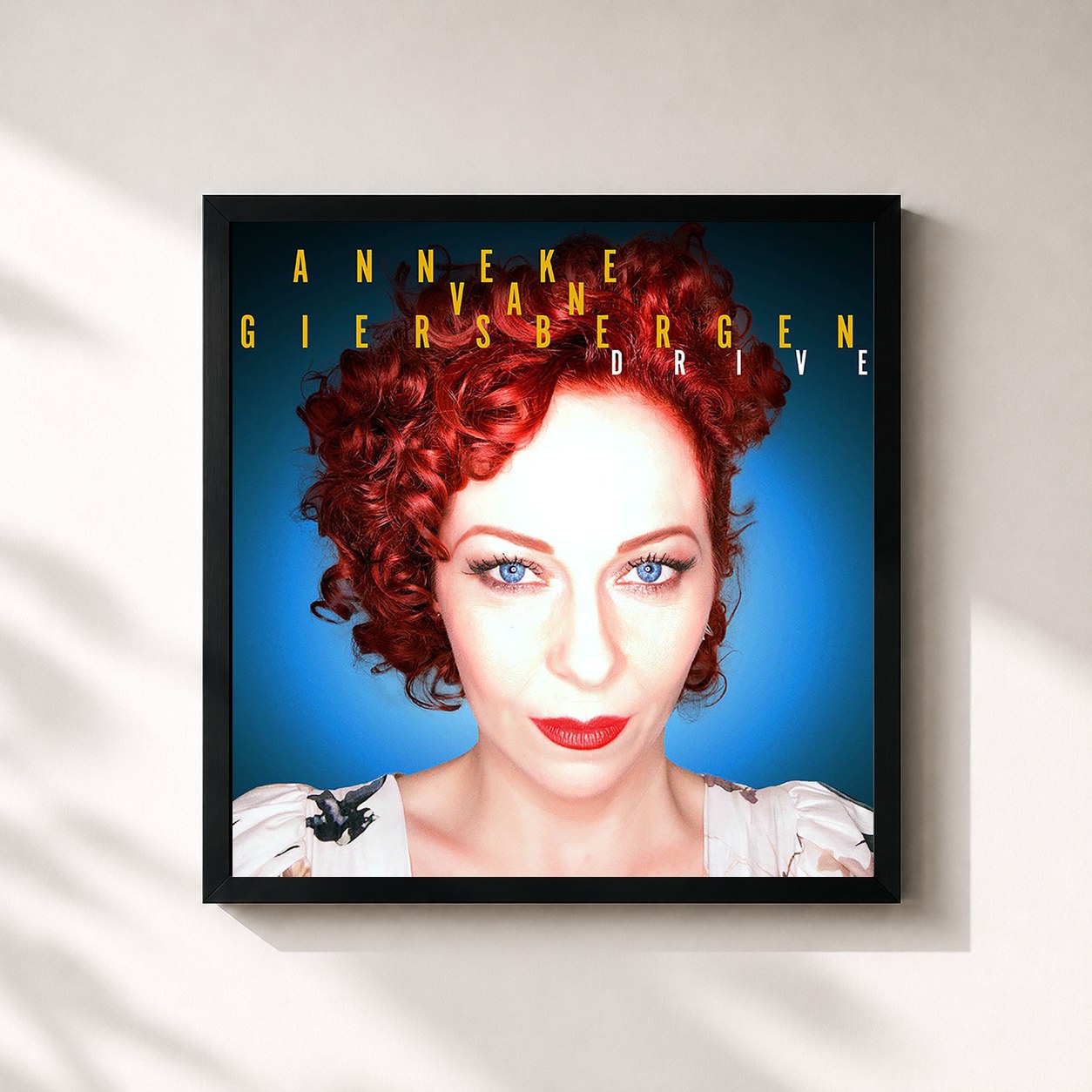#noir Tableau carré de l'album Drive de Anneke van Giersbergen, cadre noir 32x32 cm