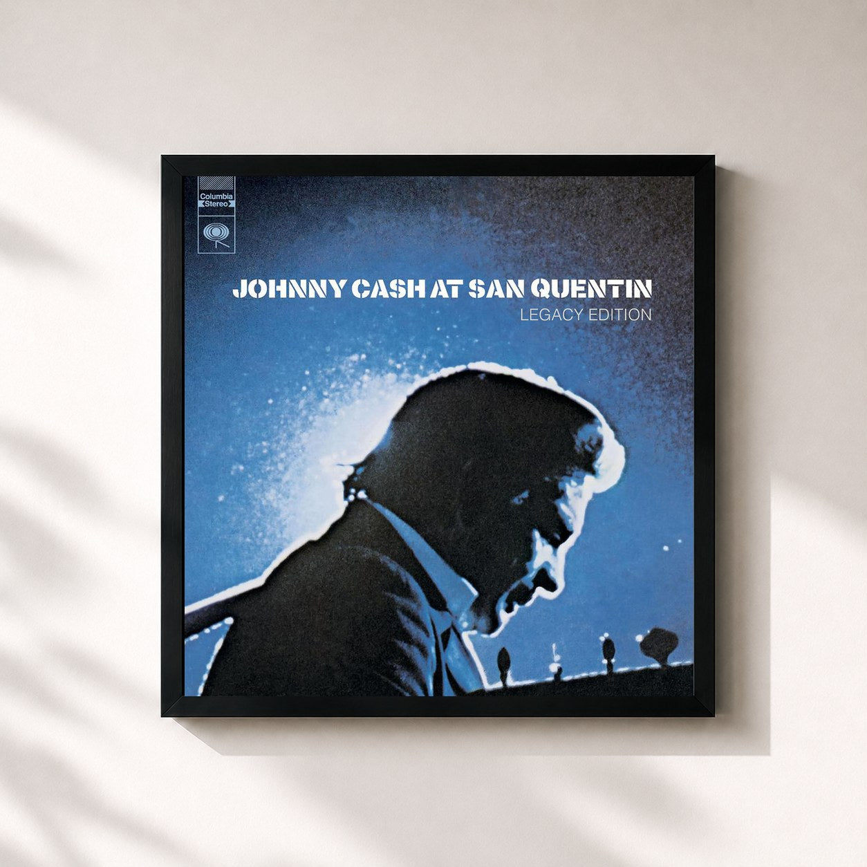 #noir Tableau carré de l'album At San Quentin (Legacy Edition) de Johnny Cash, cadre noir 32x32 cm