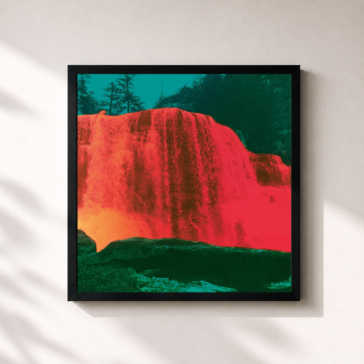 #noir Tableau carré de l'album The Waterfall II de My Morning Jacket, cadre noir 32x32 cm