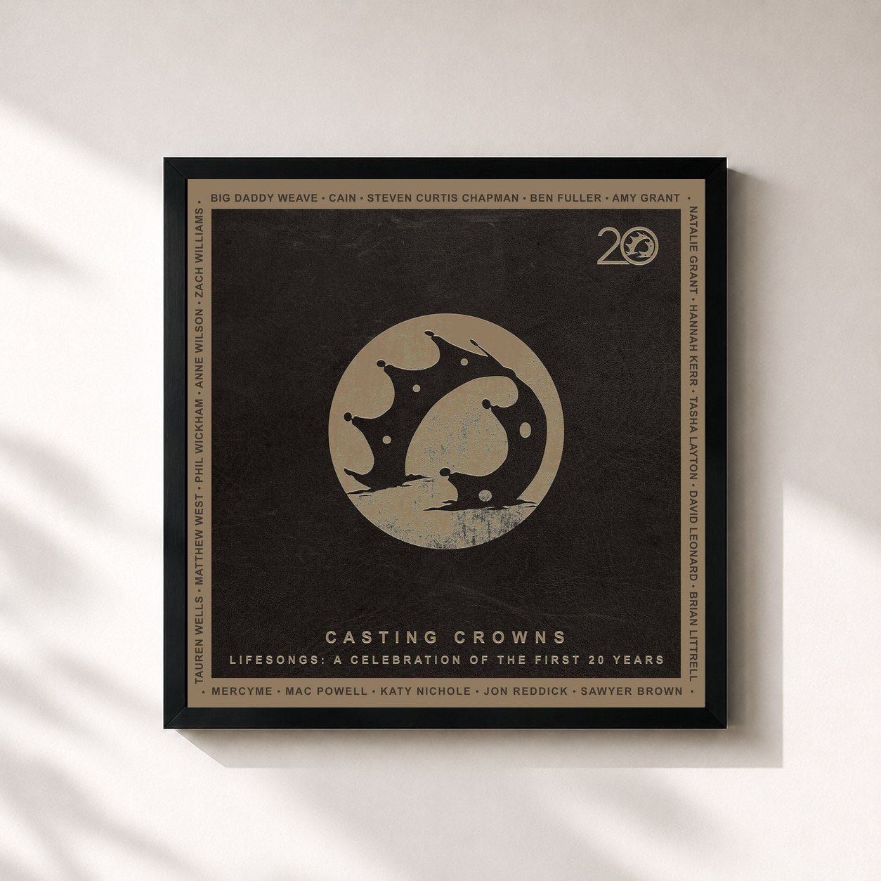 #noir Tableau carré de l'album Lifesongs: A Celebration of the First 20 Years de Casting Crowns, cadre noir 32x32 cm