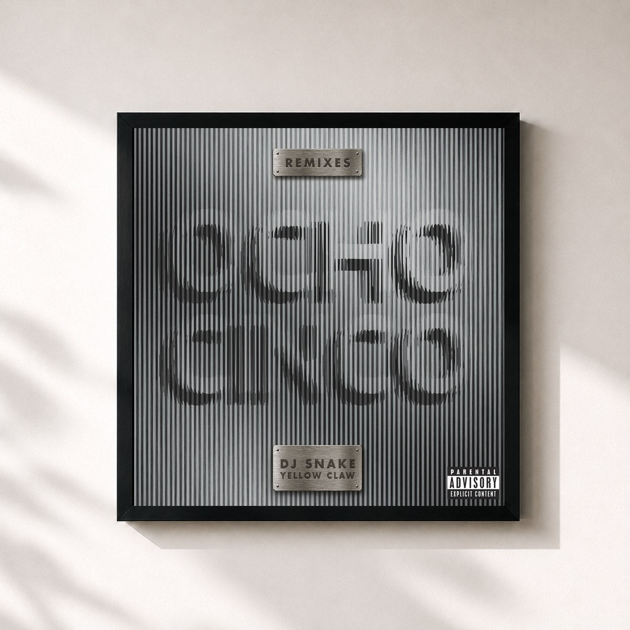 #noir Tableau carré de l'album Ocho Cinco (Remixes) de DJ Snake, cadre noir 32x32 cm