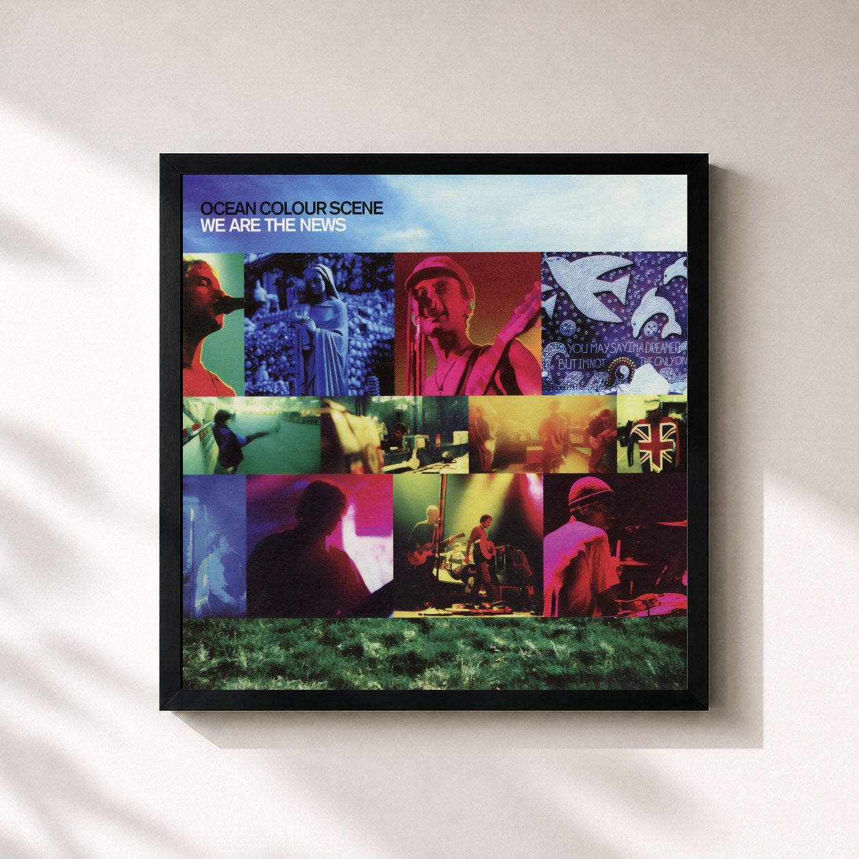 #noir Tableau carré de l'album We Are The News de Ocean Colour Scene, cadre noir 32x32 cm