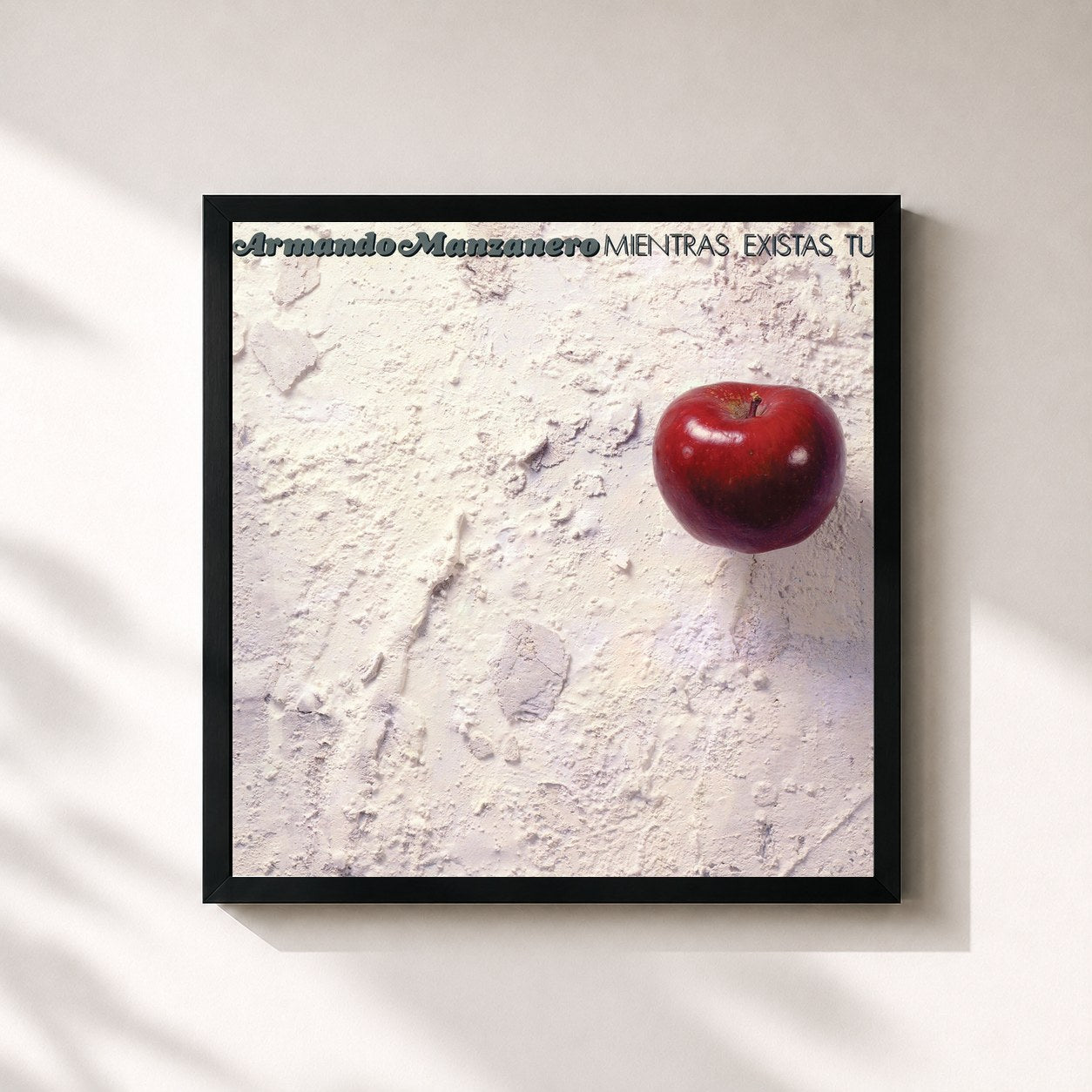 #noir Tableau carré de l'album Mientras Existas Tú de Armando Manzanero, cadre noir 32x32 cm
