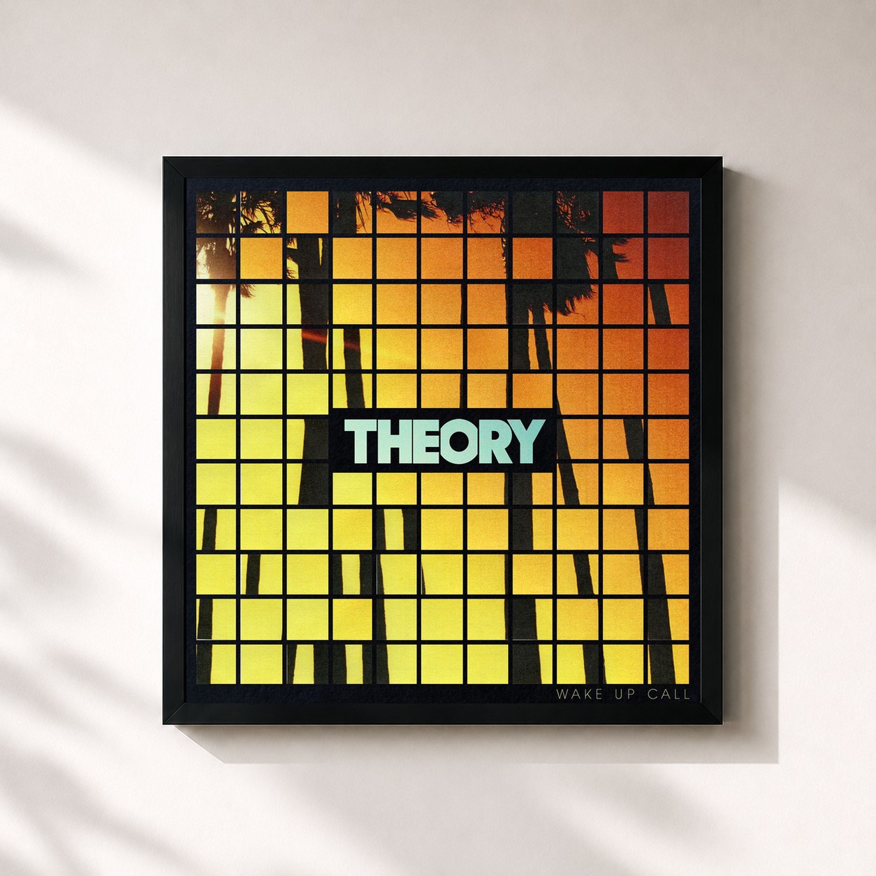 #noir Tableau carré de l'album Wake Up Call de Theory of a Deadman, cadre noir 32x32 cm