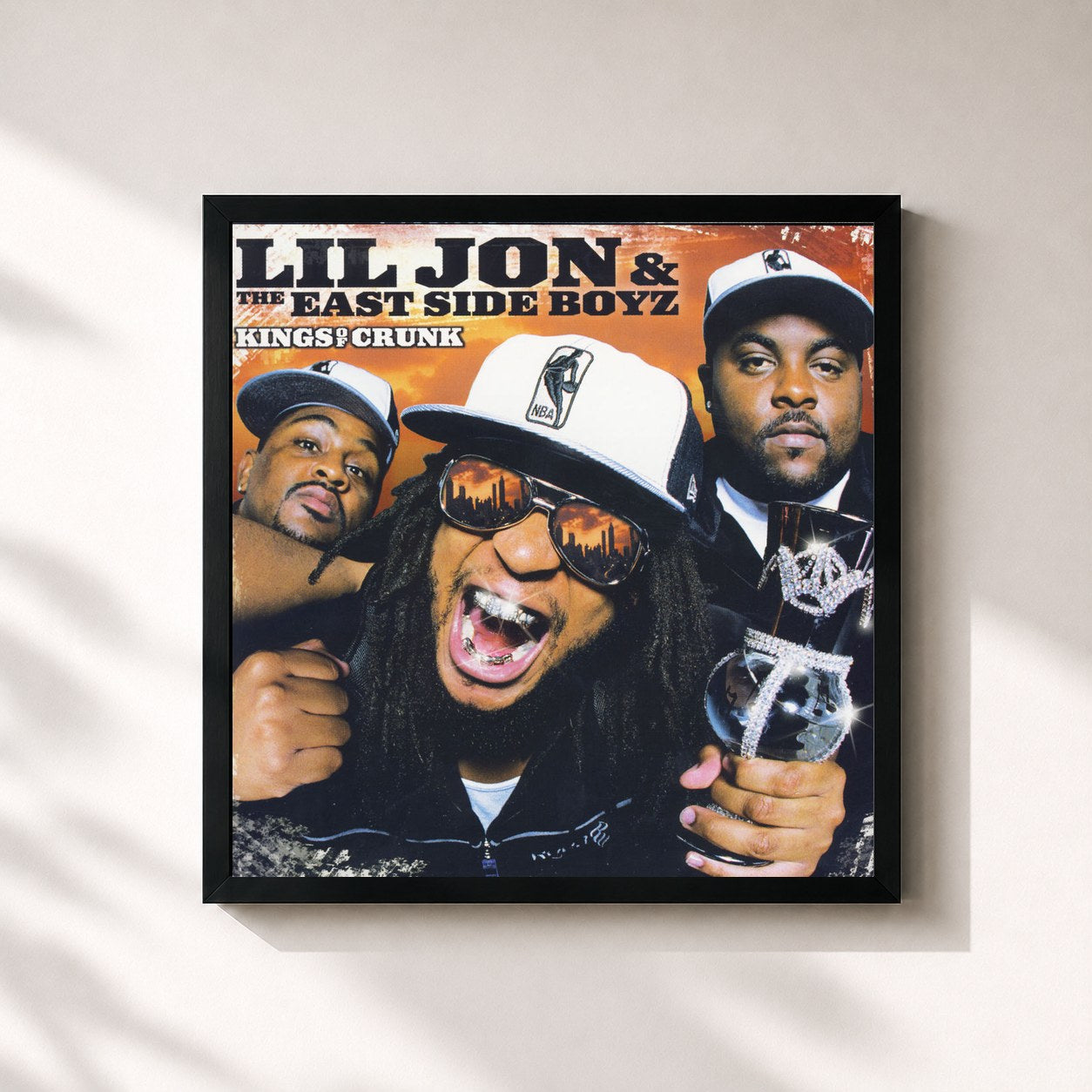 #noir Tableau carré de l'album Kings Of Crunk - Clean de Lil Jon & The East Side Boyz, cadre noir 32x32 cm