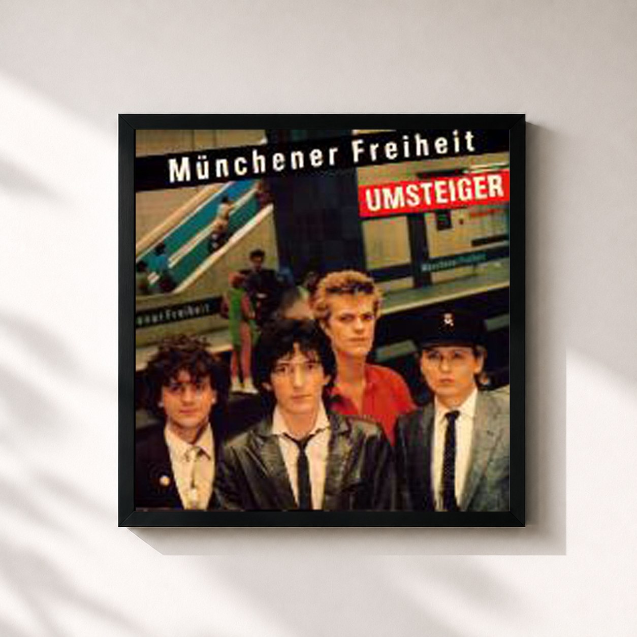 #noir Tableau carré de l'album Umsteiger de Münchener Freiheit, cadre noir 32x32 cm