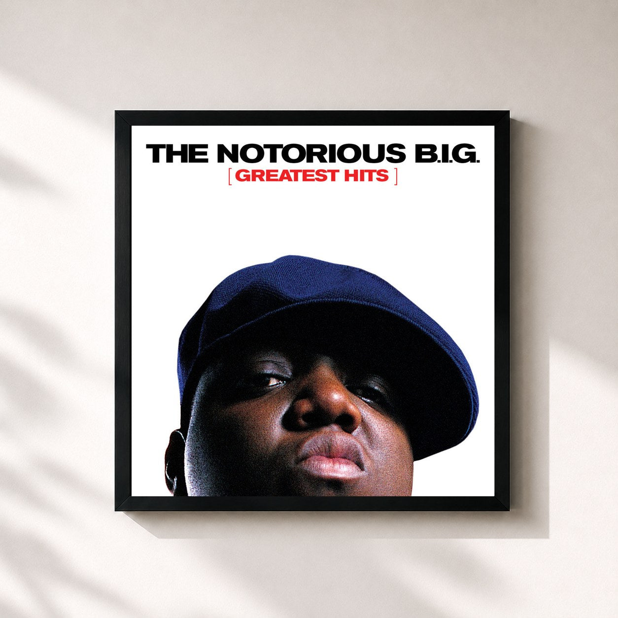 #noir Tableau carré de l'album Greatest Hits de The Notorious B.I.G., cadre noir 32x32 cm
