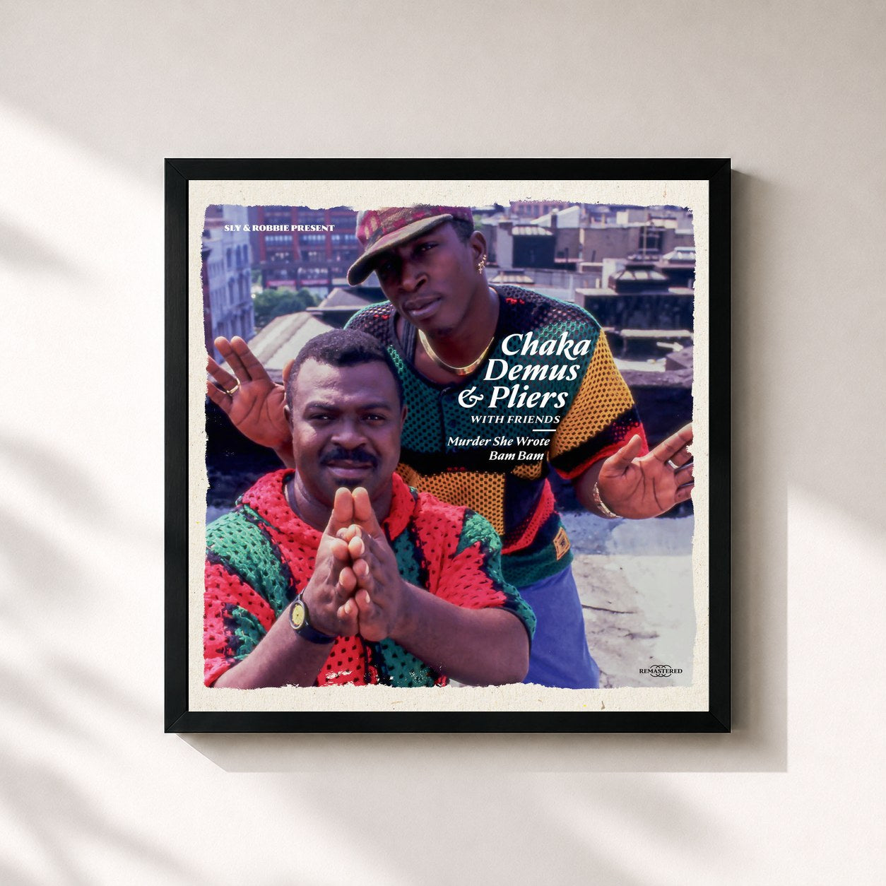 #noir Tableau carré de l'album Murder She Wrote / Bam Bam de Chaka Demus & Pliers, cadre noir 32x32 cm