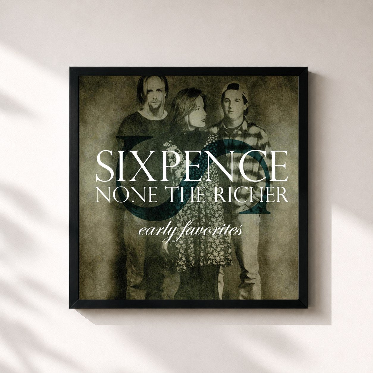 #noir Tableau carré de l'album Early Favorites de Sixpence None the Richer, cadre noir 32x32 cm