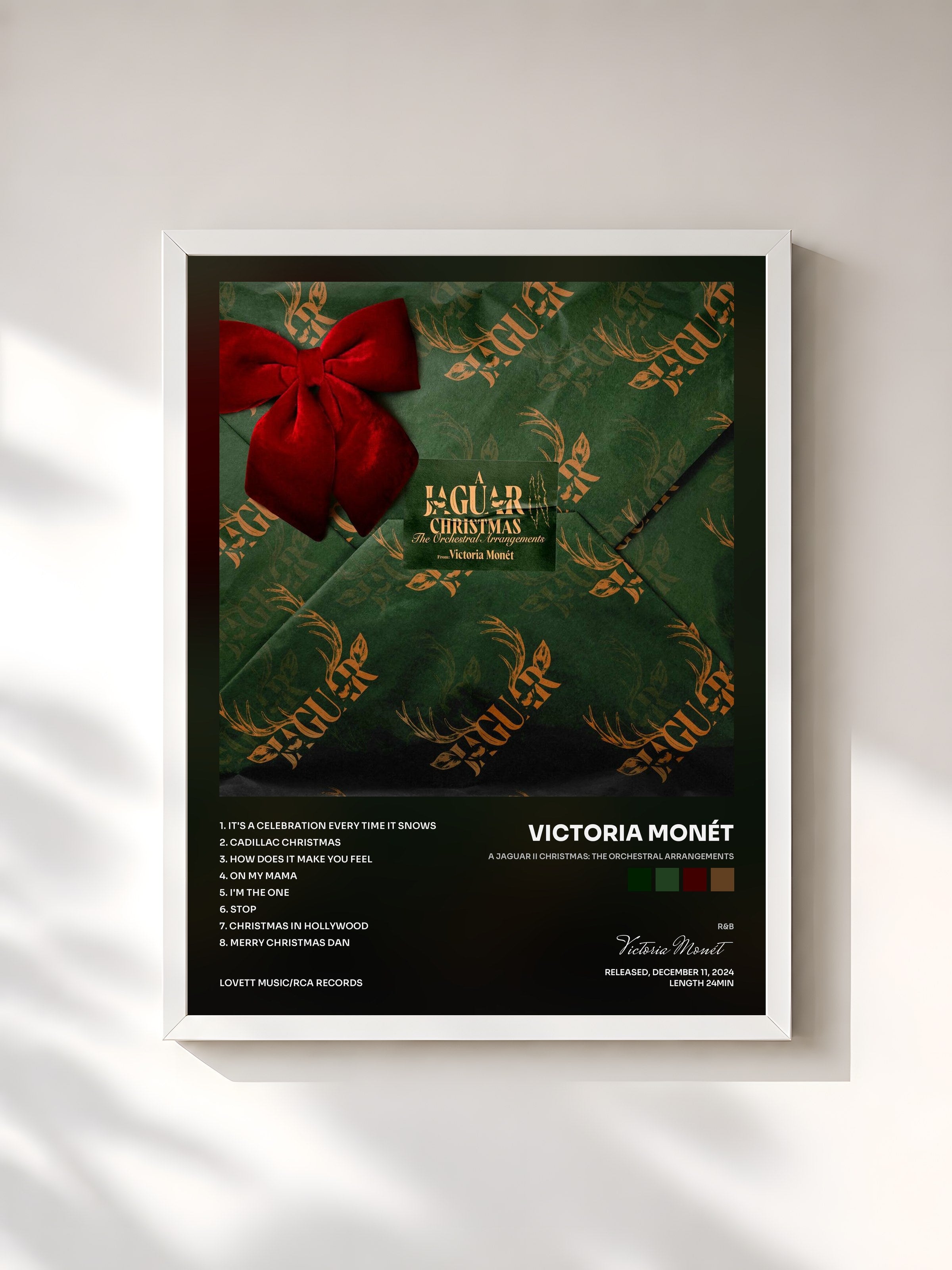#blanc Tableau de l'album A Jaguar II Christmas: The Orchestral Arrangements de Victoria Monét, cadre blanc, imprimé et encadré en France
