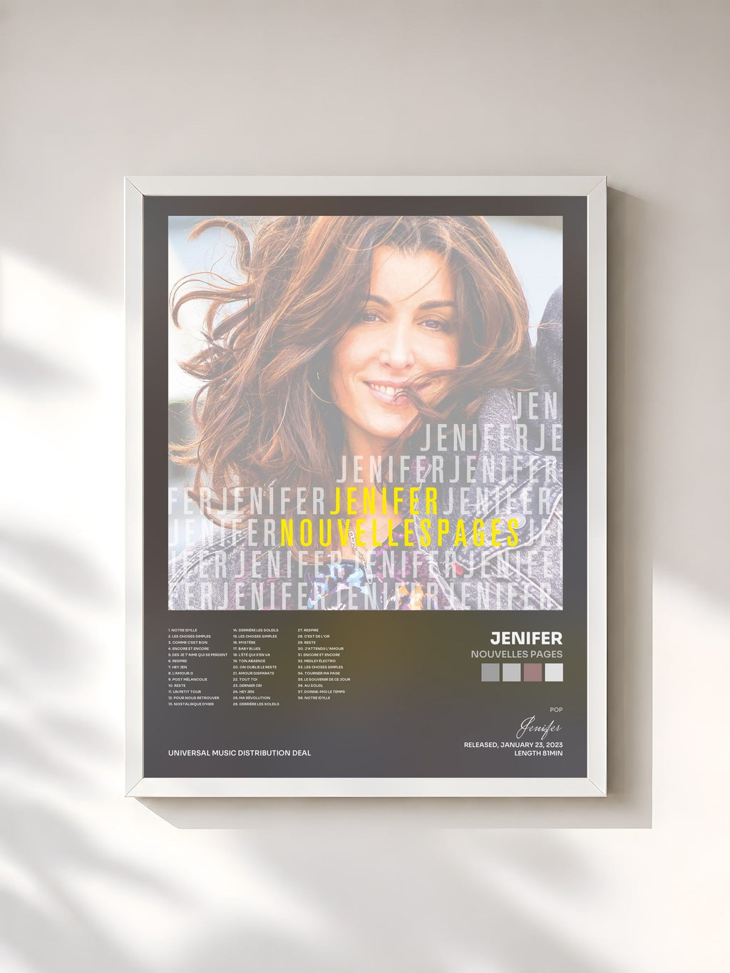 #blanc Tableau de l'album Nouvelles pages de Jenifer, cadre blanc, imprimé et encadré en France