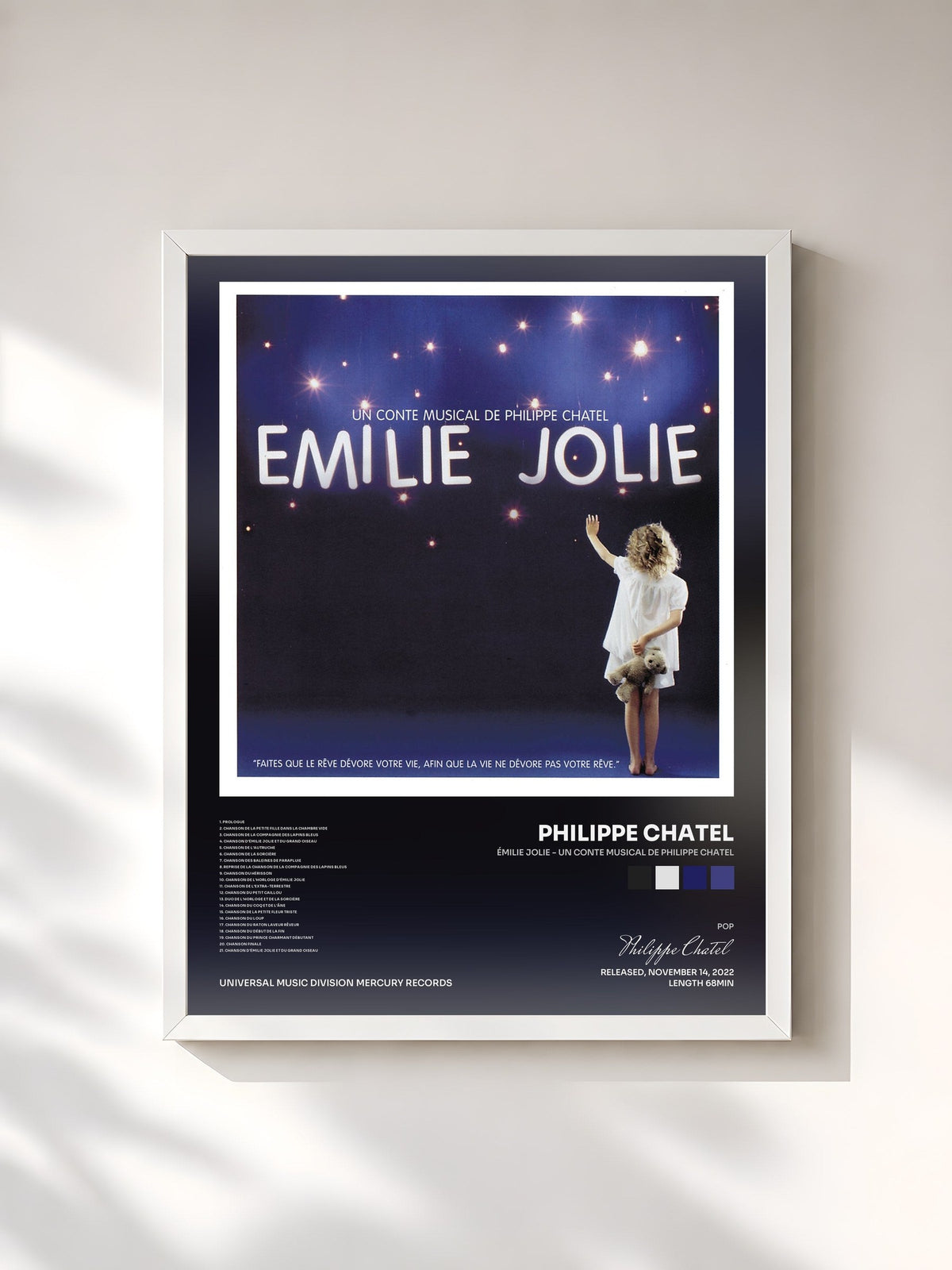 #blanc Émilie Jolie - Un conte musical de Philippe Chatel de Philippe Chatel en lámina enmarcada, marco blanco, impresa y enmarcada en Francia