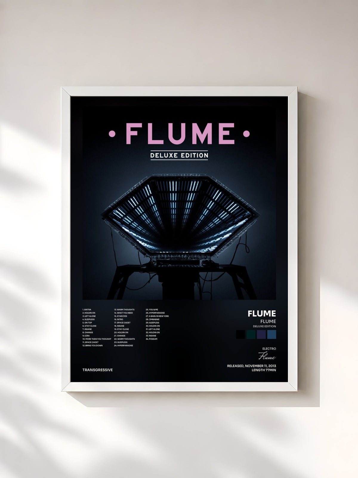#blanc Tableau de l'album Flume (Deluxe Edition) de Flume, cadre blanc, imprimé et encadré en France