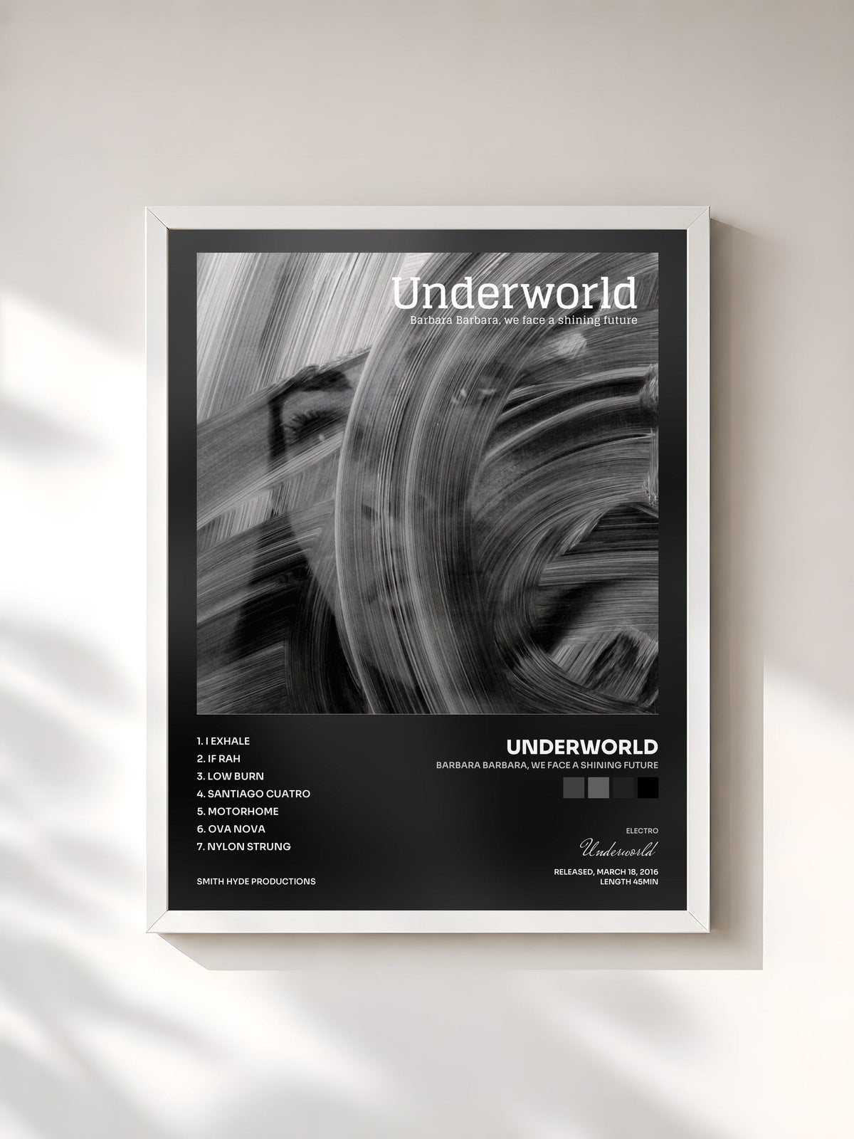#blanc Barbara Barbara, we face a shining future by Underworld as a framed art print, white frame, printed and framed in France