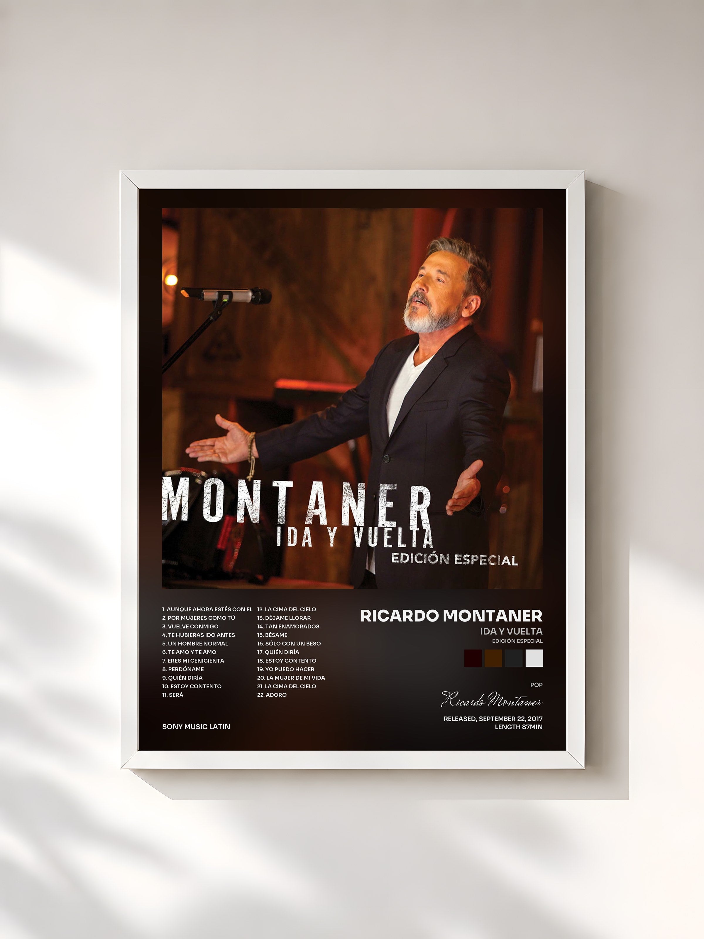 #blanc Tableau de l'album Ida y Vuelta (Edición Especial) de Ricardo Montaner, cadre blanc, imprimé et encadré en France