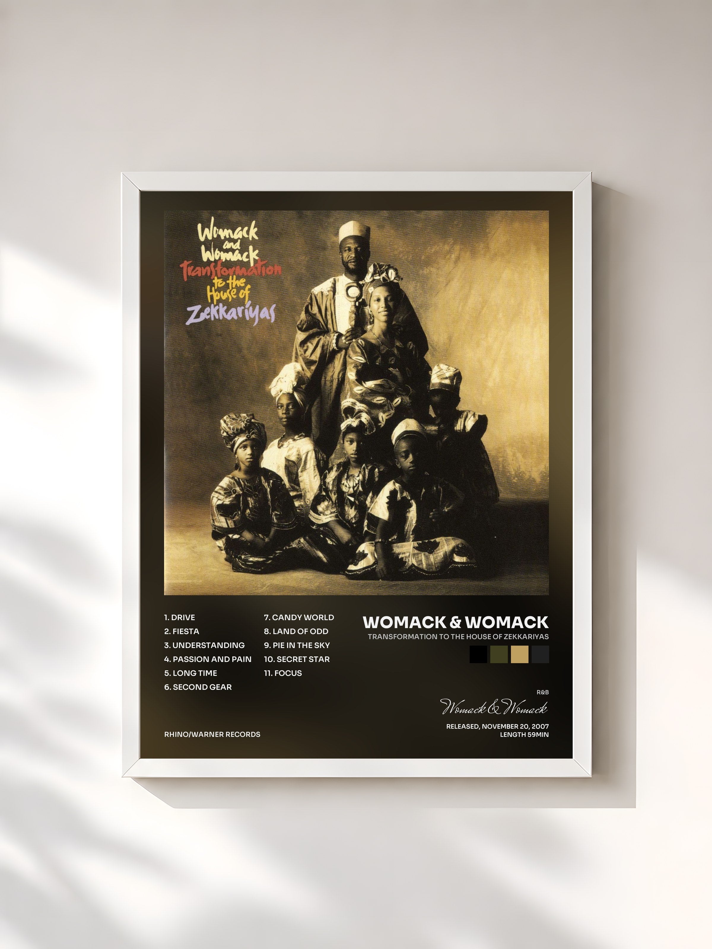 #blanc Tableau de l'album Transformation to the House of Zekkariyas de Womack & Womack, cadre blanc, imprimé et encadré en France