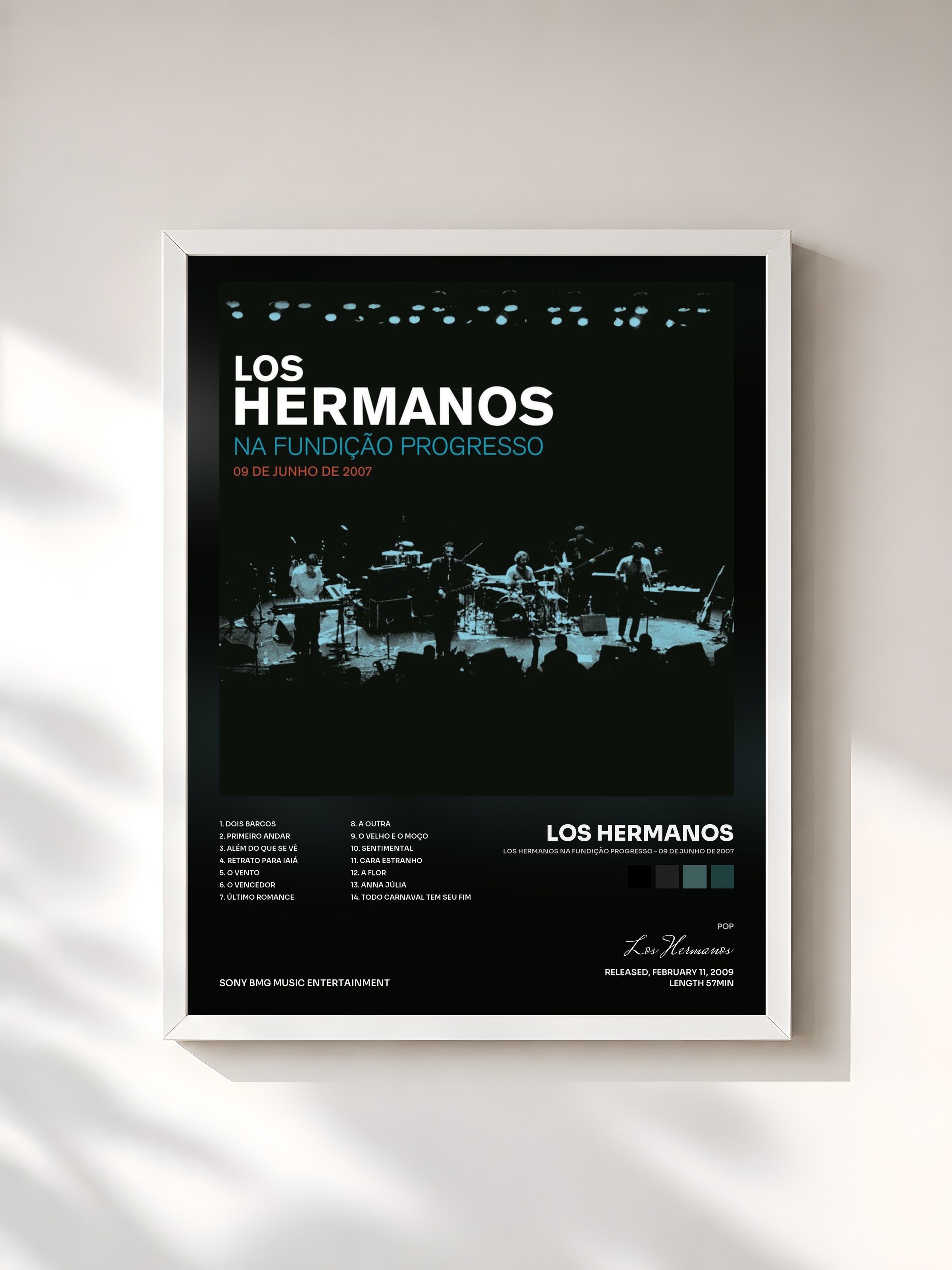 #blanc Tableau de l'album Los Hermanos Na Fundição Progresso - 09 De Junho De 2007 de Los Hermanos, cadre blanc, imprimé et encadré en France