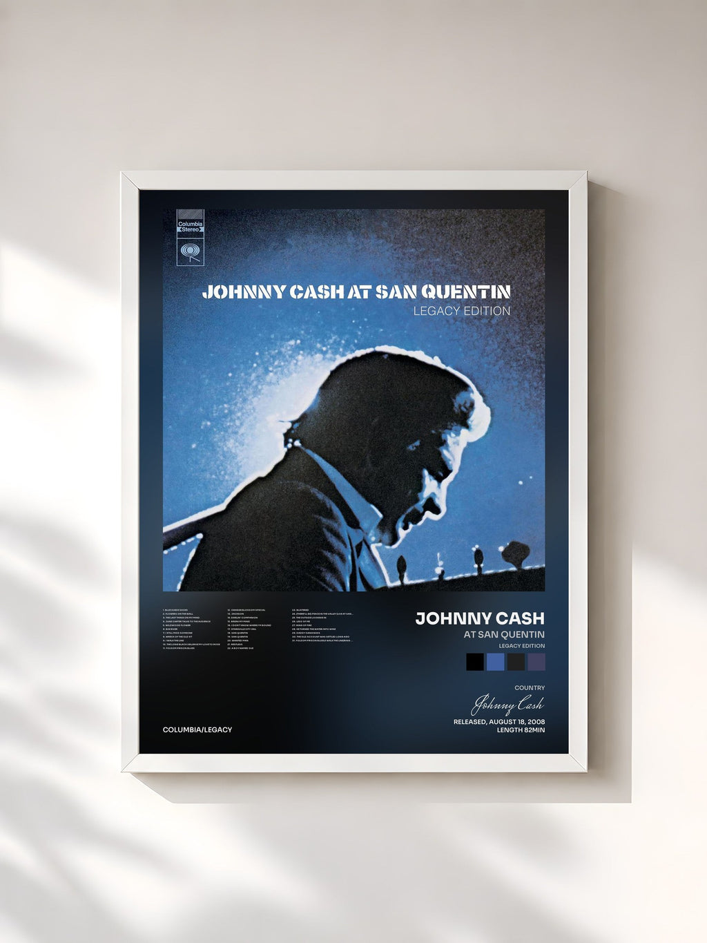 #blanc At San Quentin (Legacy Edition) by Johnny Cash as a framed art print, white frame, printed and framed in France