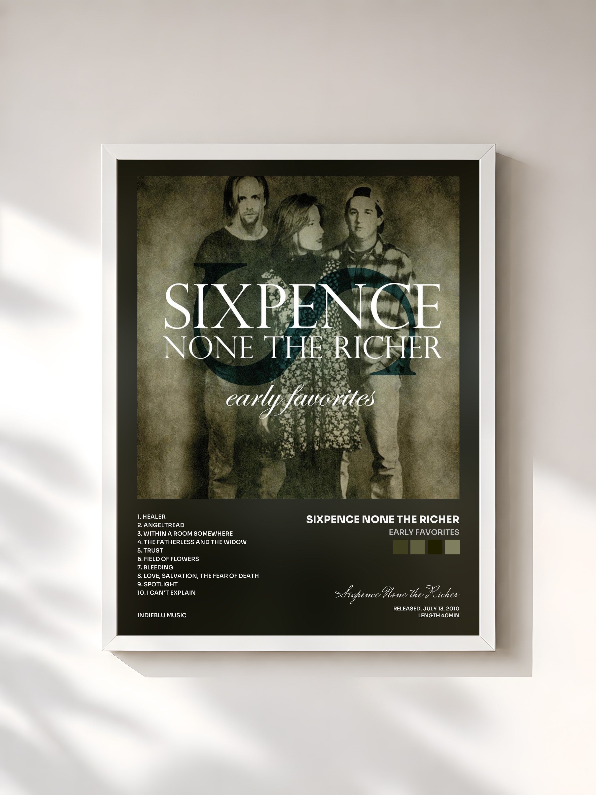 #blanc Tableau de l'album Early Favorites de Sixpence None the Richer, cadre blanc, imprimé et encadré en France