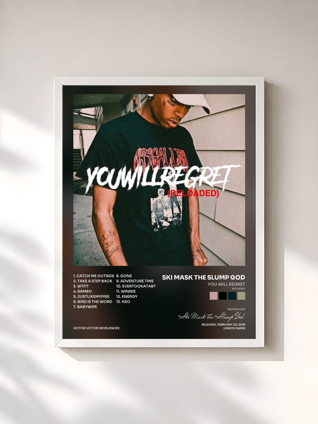 #blanc You Will Regret (Reloaded) de Ski Mask the Slump God en lámina enmarcada, marco blanco, impresa y enmarcada en Francia