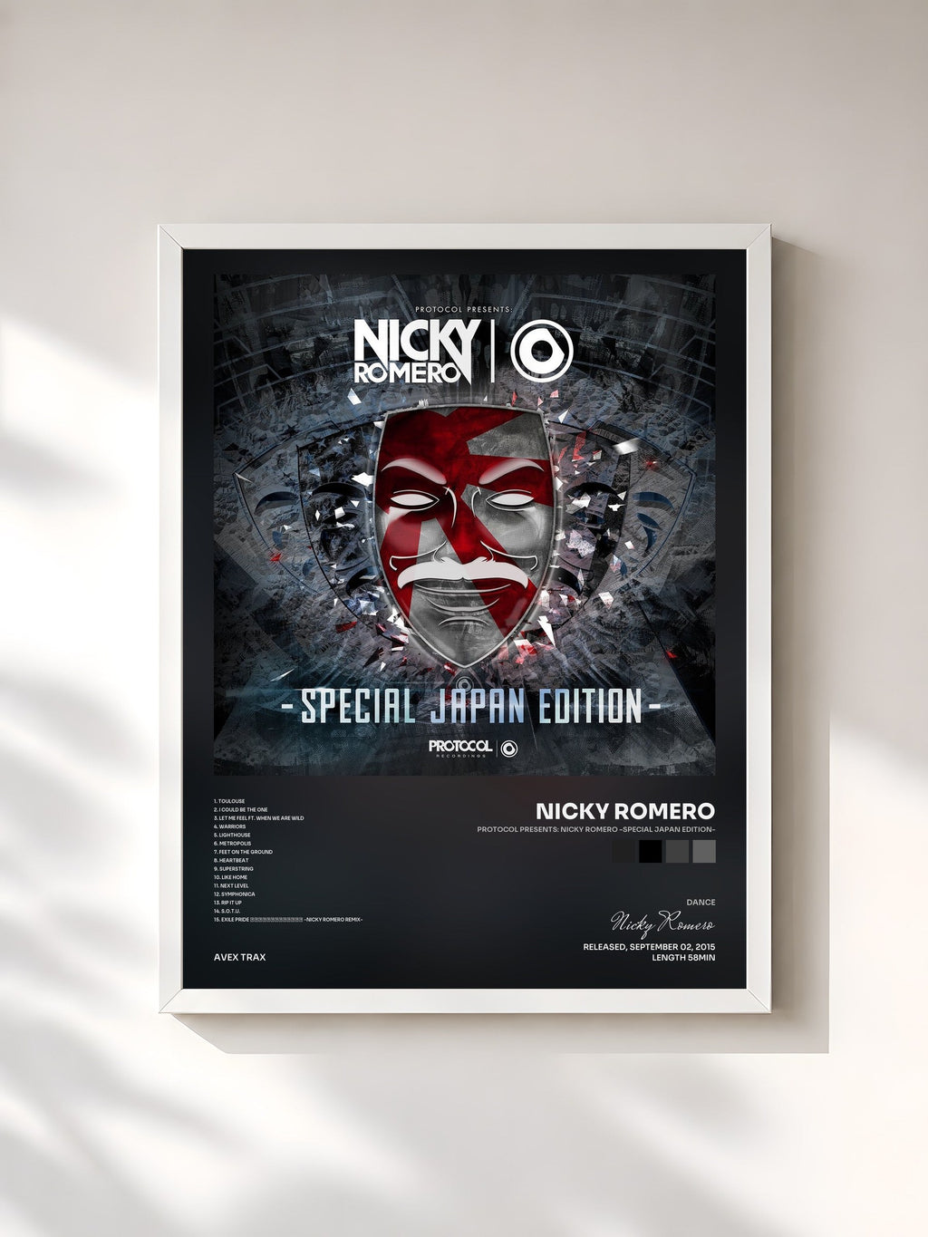 #blanc PROTOCOL PRESENTS: NICKY ROMERO -SPECIAL JAPAN EDITION- von Nicky Romero als gerahmter Kunstdruck, weißer Rahmen, gedruckt und gerahmt in Frankreich