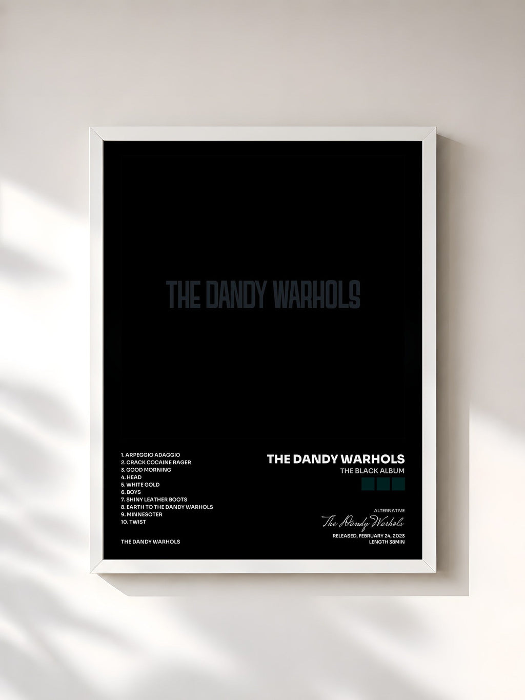 #blanc The Black Album di The Dandy Warhols in stampa incorniciata, cornice bianca, stampata e incorniciata in Francia