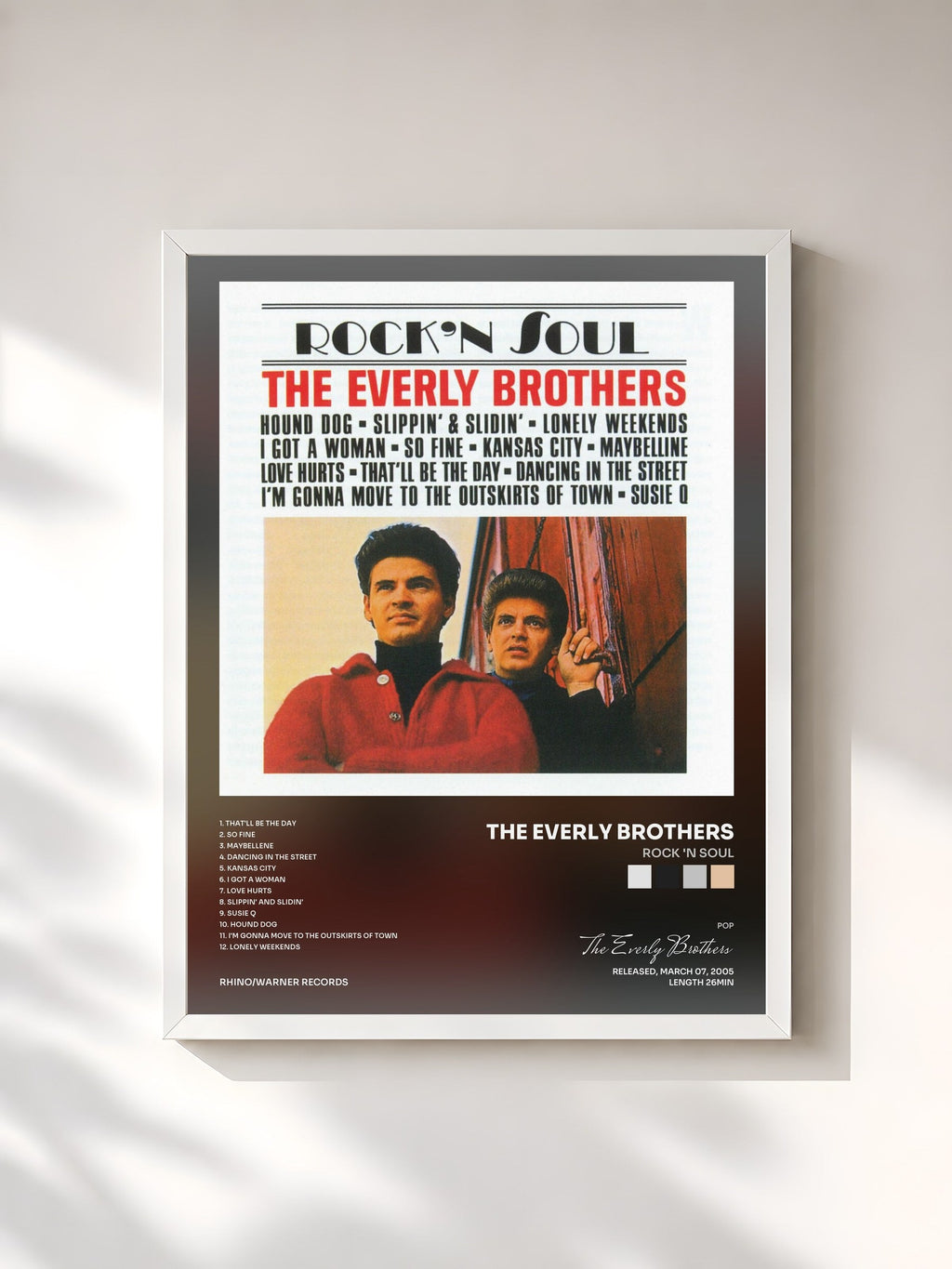 #blanc Rock 'n Soul di The Everly Brothers in stampa incorniciata, cornice bianca, stampata e incorniciata in Francia