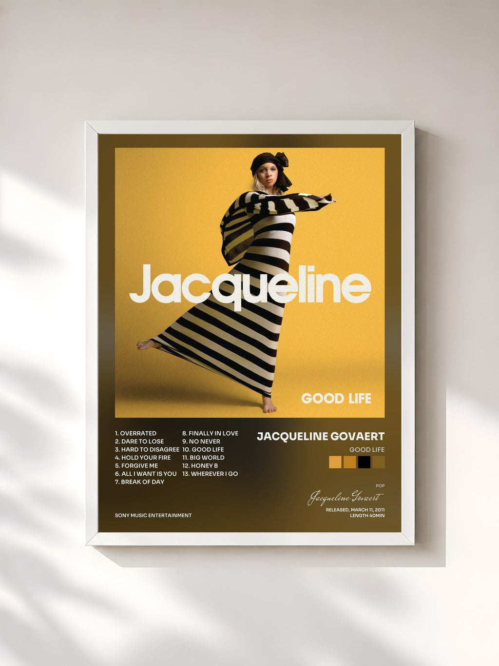 #blanc Tableau de l'album Good Life de Jacqueline Govaert, cadre blanc, imprimé et encadré en France
