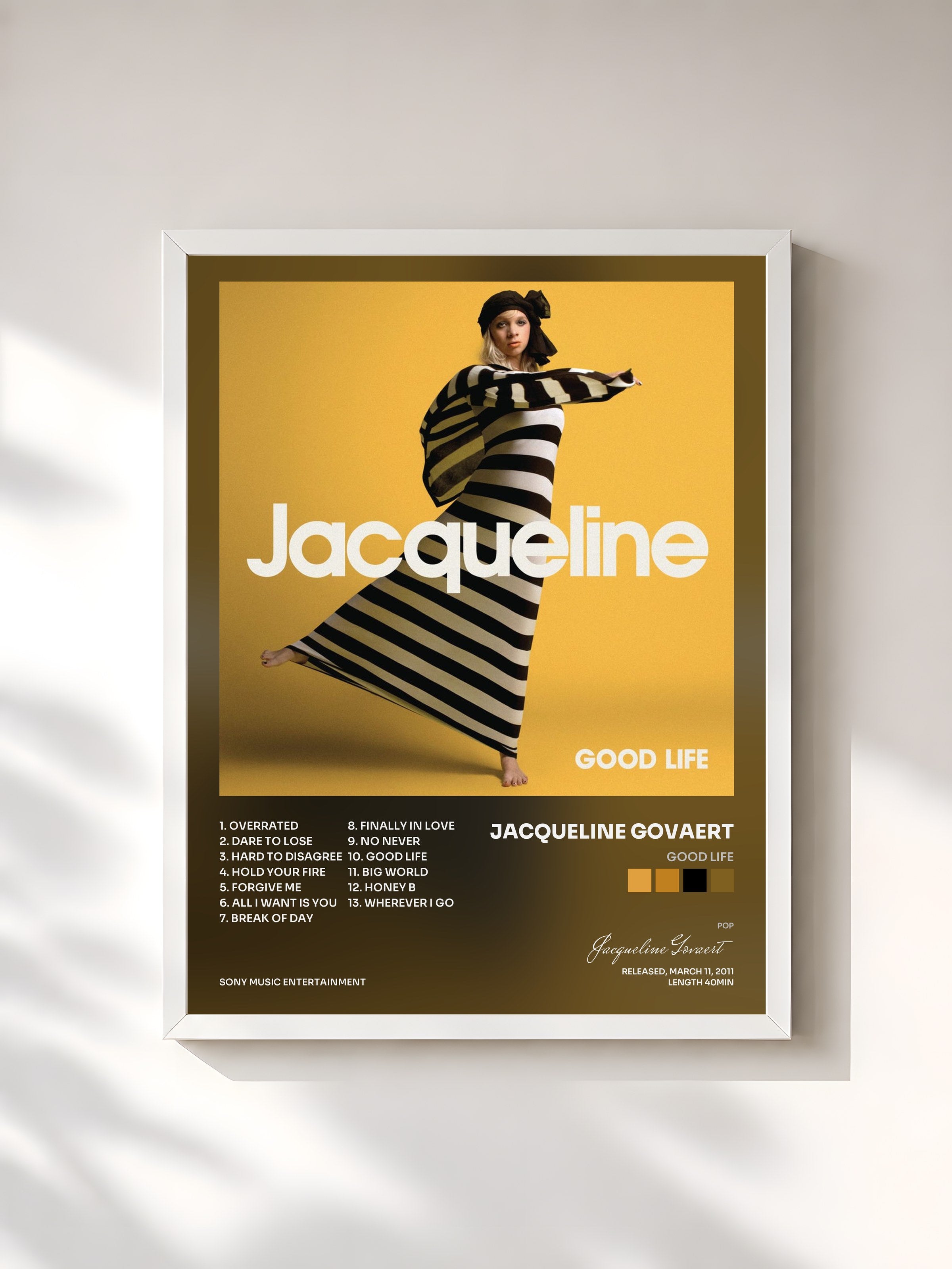 #blanc Tableau de l'album Good Life de Jacqueline Govaert, cadre blanc, imprimé et encadré en France