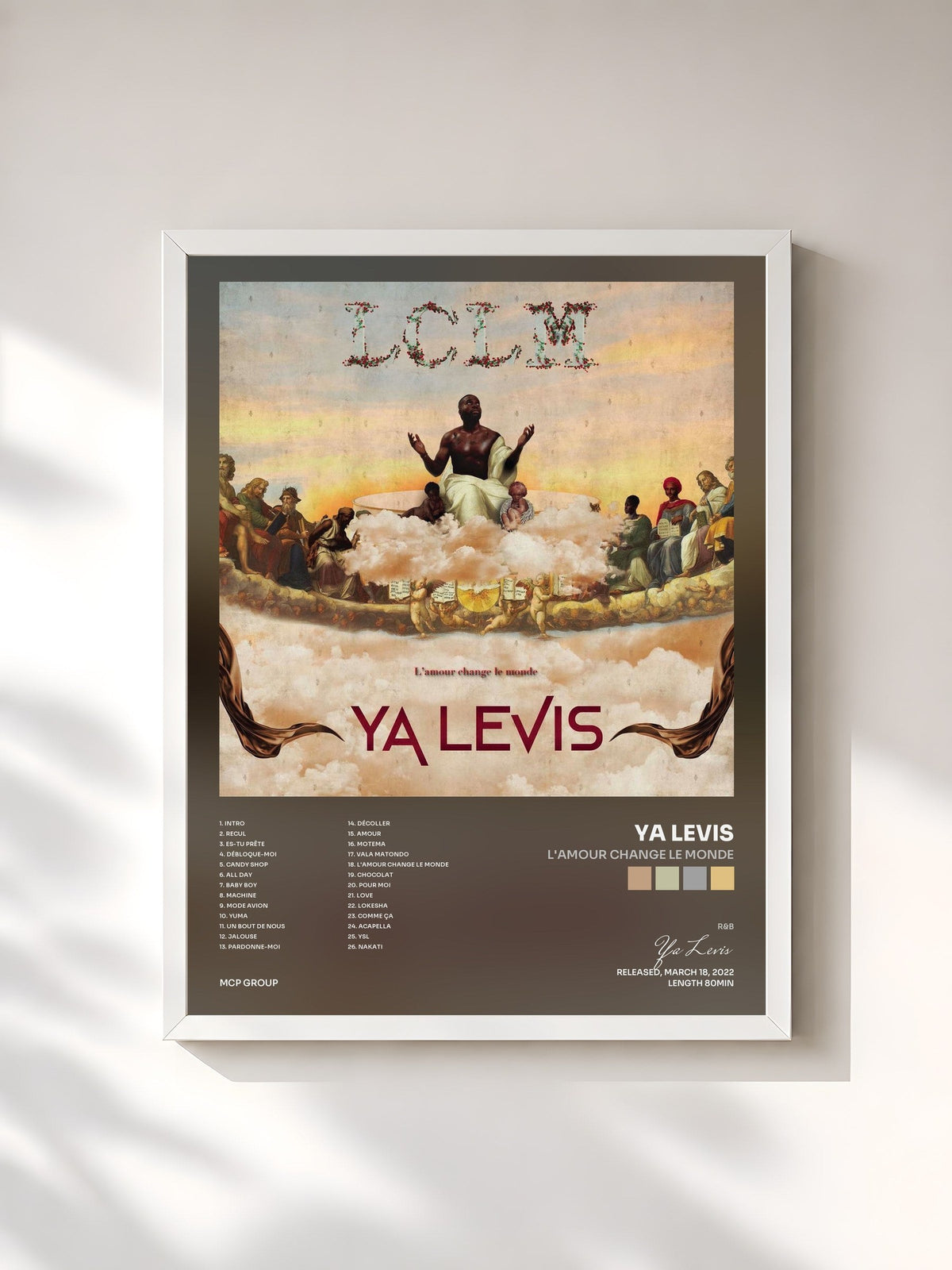 #blanc L'amour change le monde by Ya Levis as a framed art print, white frame, printed and framed in France
