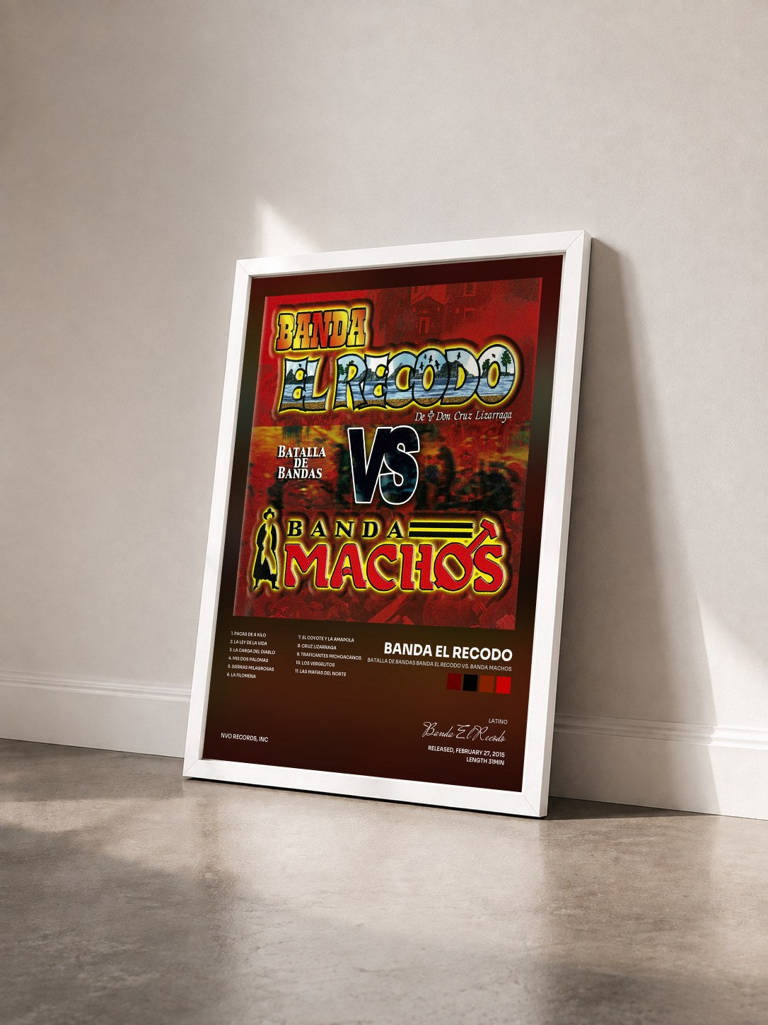 #blanc Tableau de l'album Batalla De Bandas Banda El Recodo Vs. Banda Machos de Banda El Recodo vu de trois quarts, cadre blanc