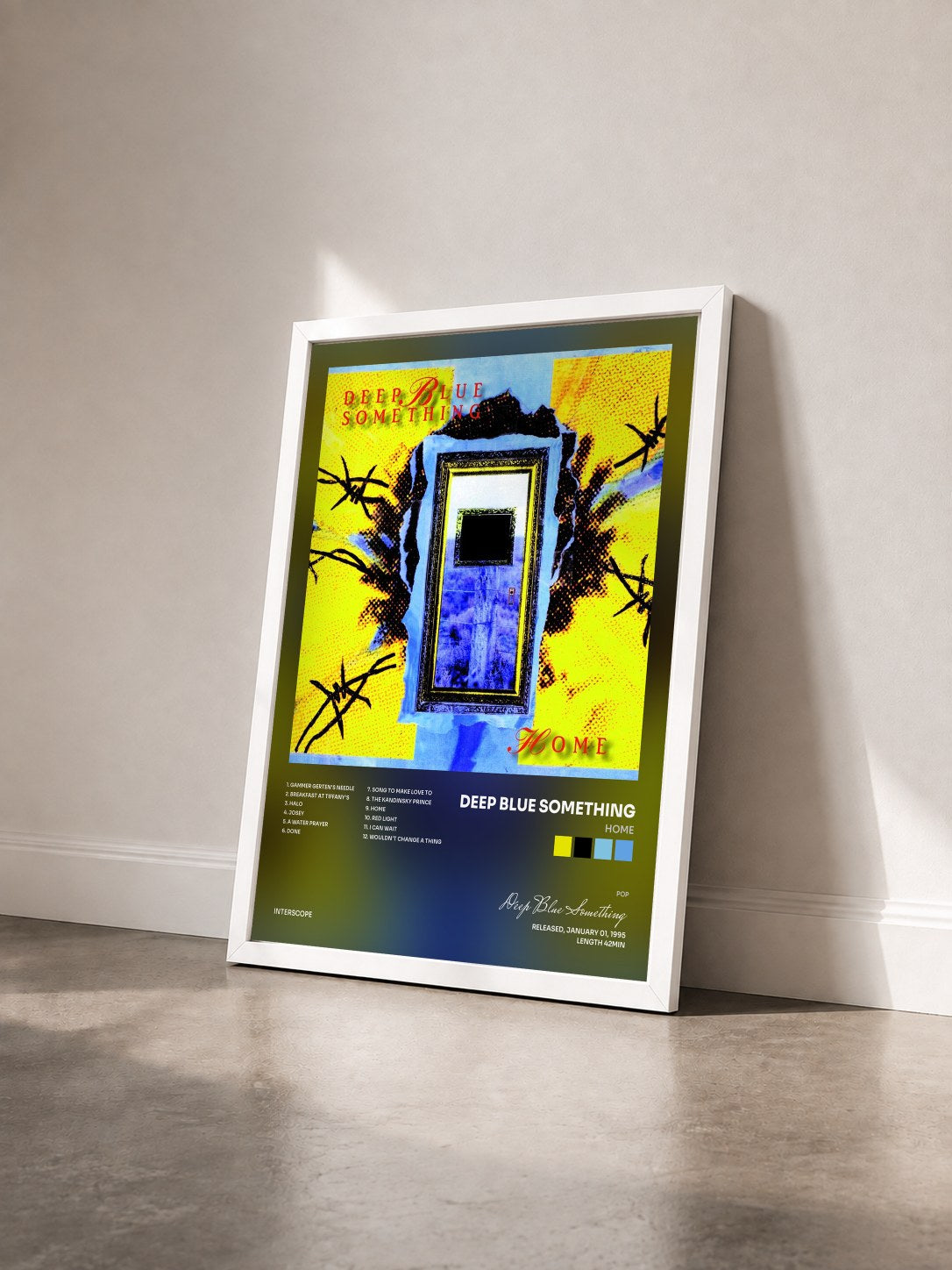 #blanc Tableau de l'album Home de Deep Blue Something vu de trois quarts, cadre blanc