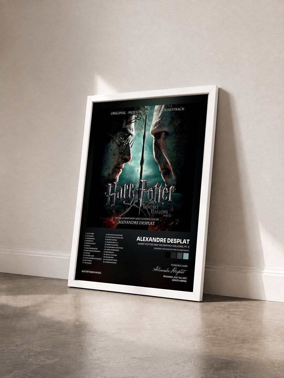 #blanc Tableau de l'album Harry Potter and the Deathly Hallows, Pt. 2 (Original Motion Picture Soundtrack) de Alexandre Desplat vu de trois quarts, cadre blanc