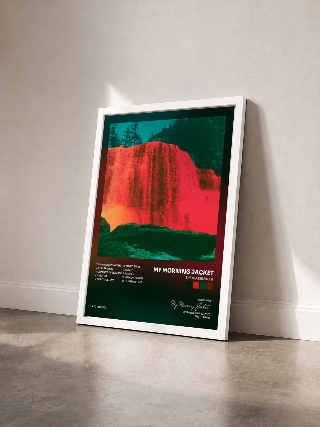 #blanc Tableau de l'album The Waterfall II de My Morning Jacket vu de trois quarts, cadre blanc