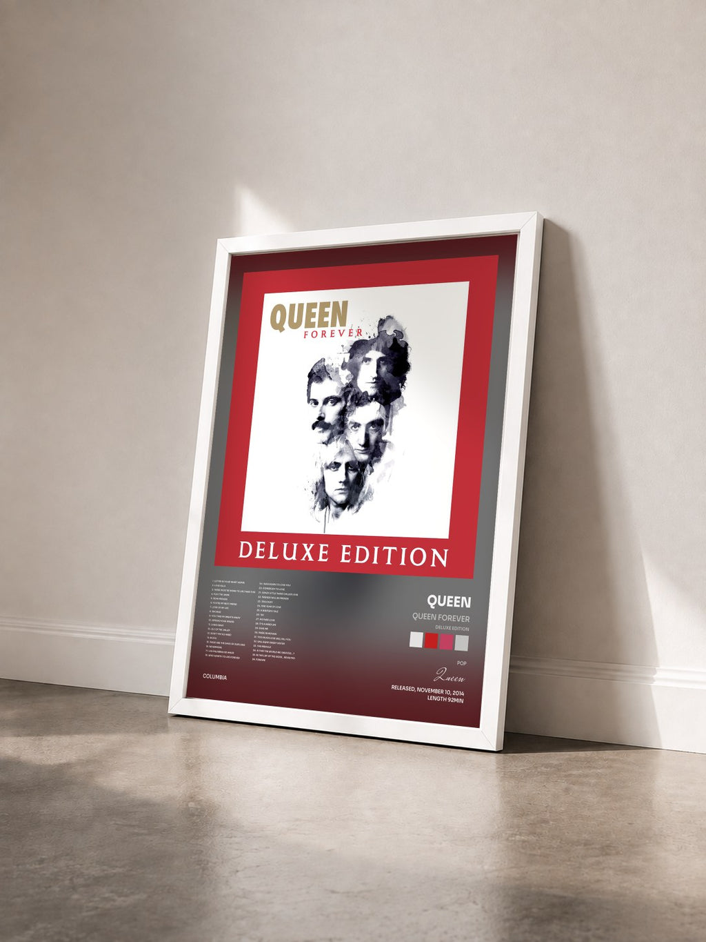 #blanc Tableau de l'album Queen Forever (Deluxe Edition) de Queen vu de trois quarts, cadre blanc