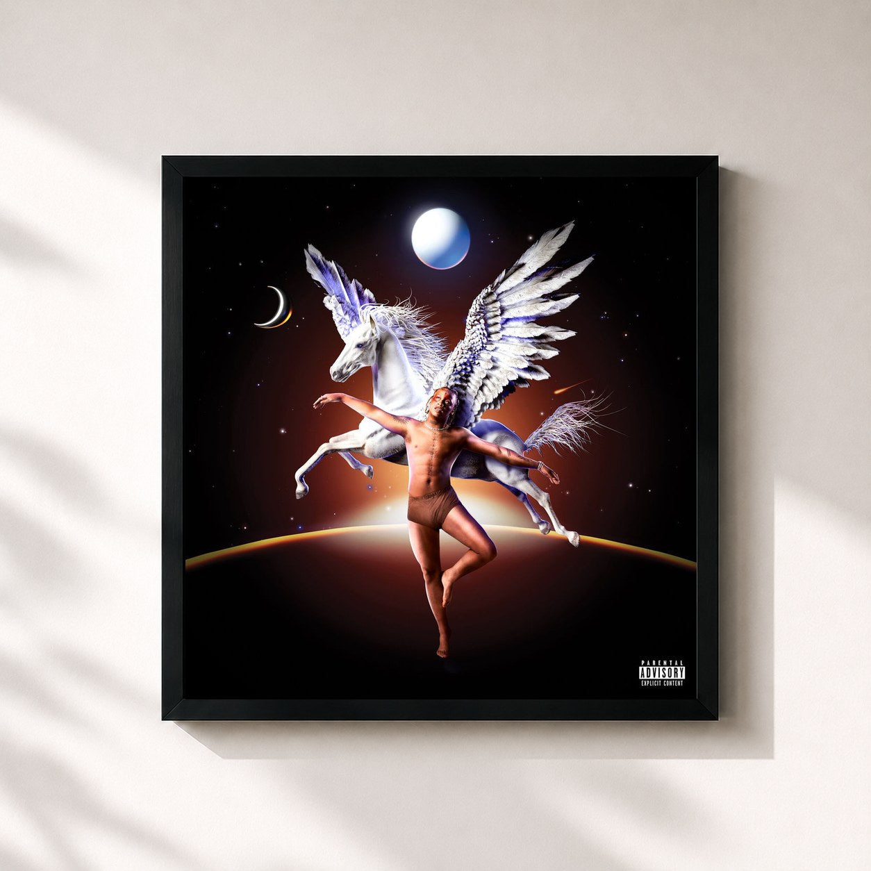 #noir Tableau carré de l'album Pegasus de Trippie Redd, cadre noir 32x32 cm