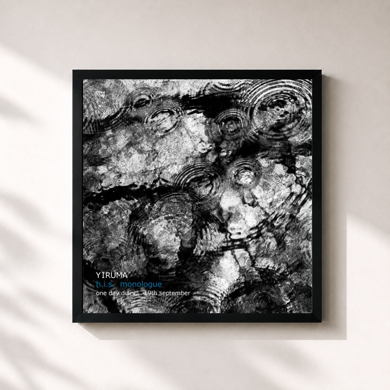 #noir Tableau carré de l'album H.I.S. Monologue - One Day Diary... 19th September (The Original & the Very First Recording) de Yiruma, cadre noir 32x32 cm