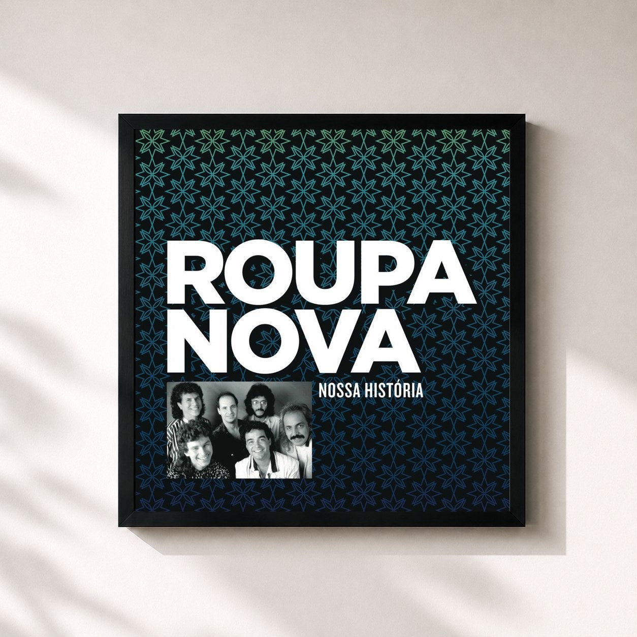 #noir Tableau carré de l'album Nossa História de Roupa Nova, cadre noir 32x32 cm
