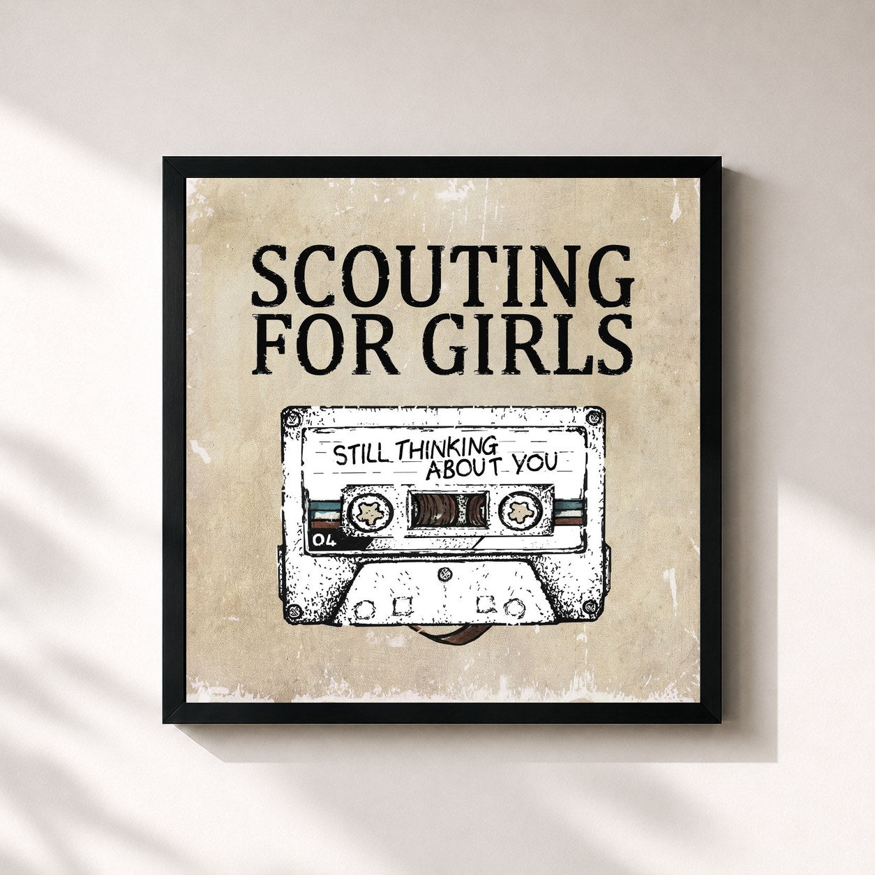#noir Tableau carré de l'album Still Thinking About You de Scouting for Girls, cadre noir 32x32 cm